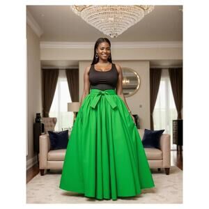 African Colorful Print Maxi Skirt One Size
